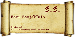 Bori Benjámin névjegykártya